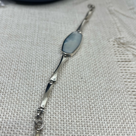 Vintage NF Sterling Silver Mother of Pearl Bracelet – 7", 17.7g, Thailand, 1990s - Picture 13 of 17
